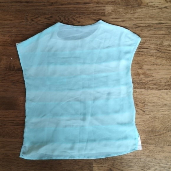 𝅺Ted Baker Shirt Blue Off-White Striped Sheer 2 - Picture 2 of 8